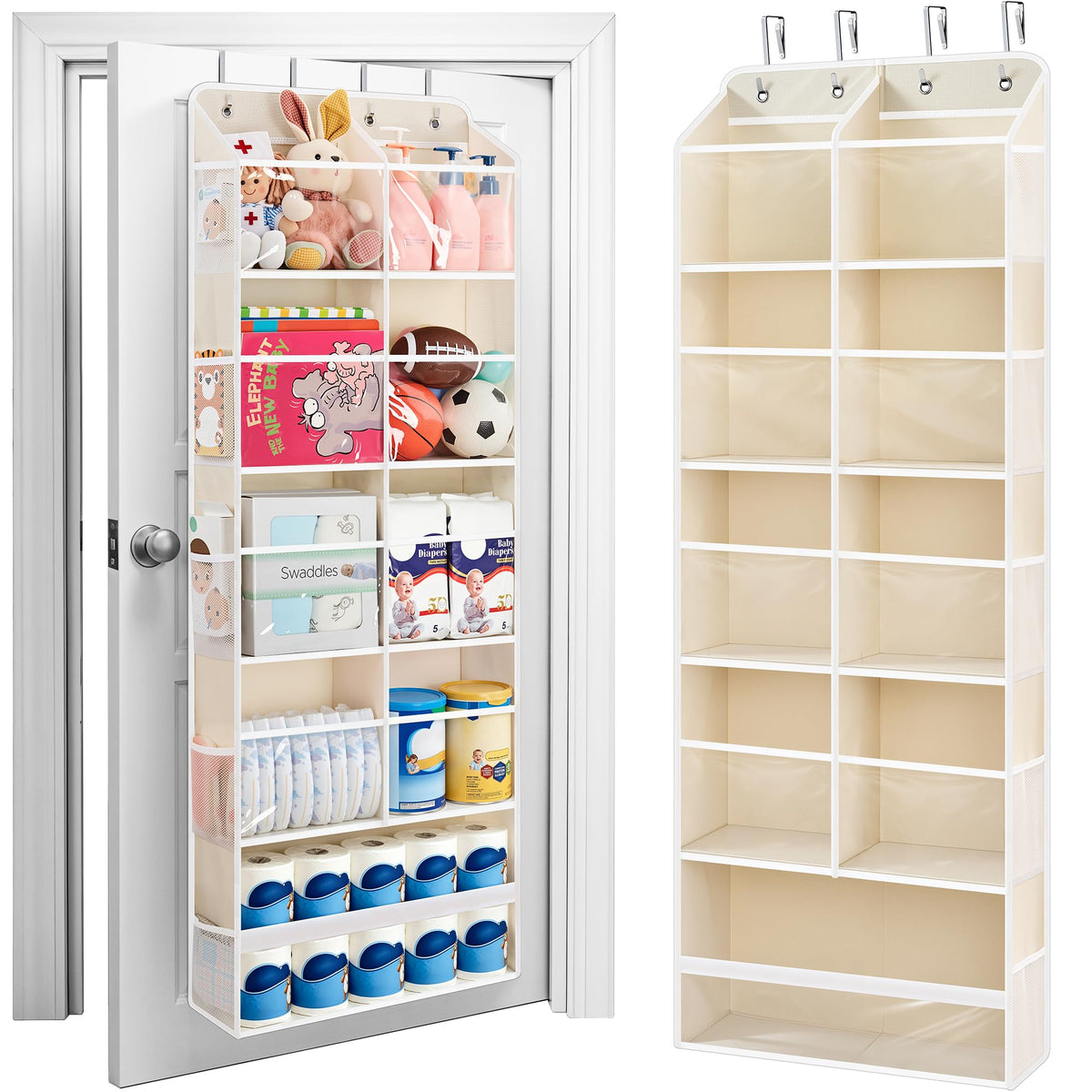 JARLINK Over the Door Organizer for Bedroom, Pantry, Bathroom, 5 Shelf Grey