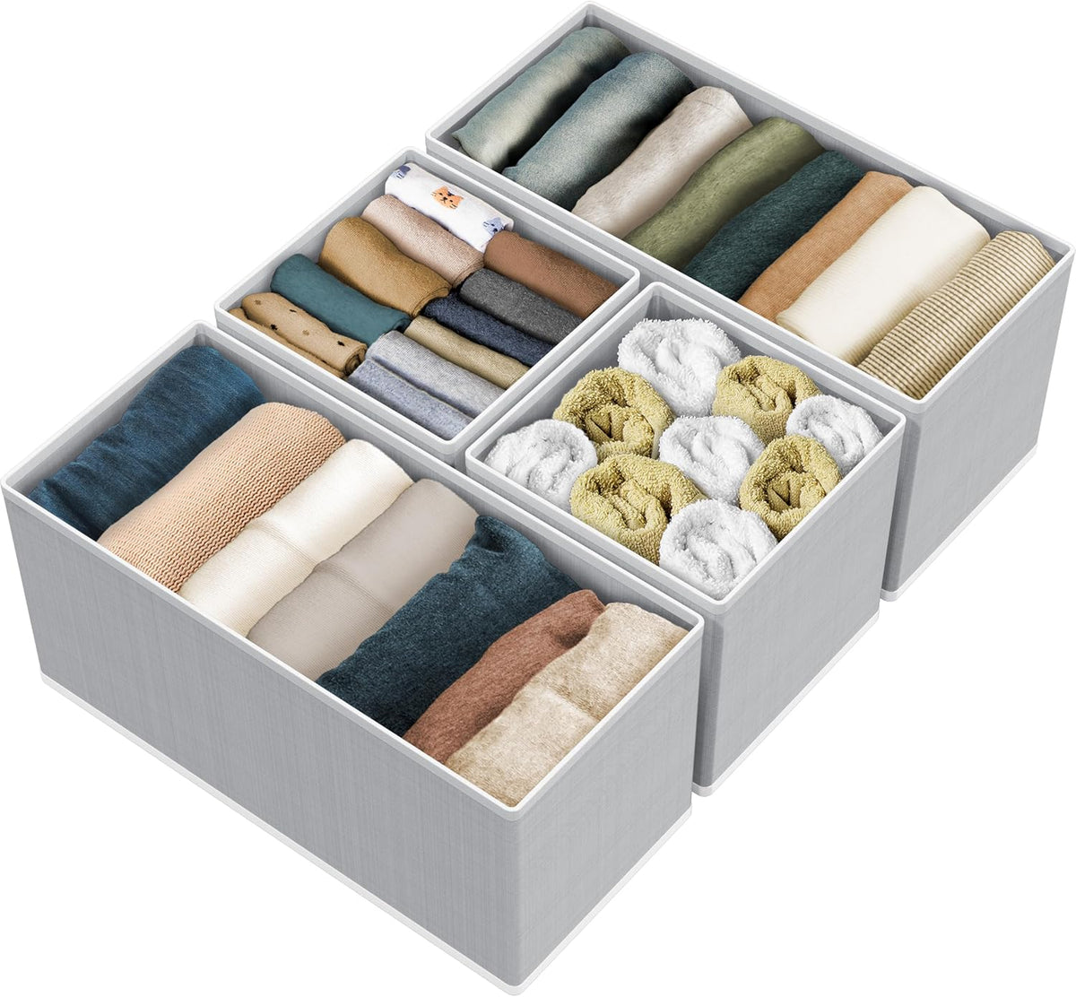 Simple Houseware Underwear Drawer Organizer, Set of 4, Gray