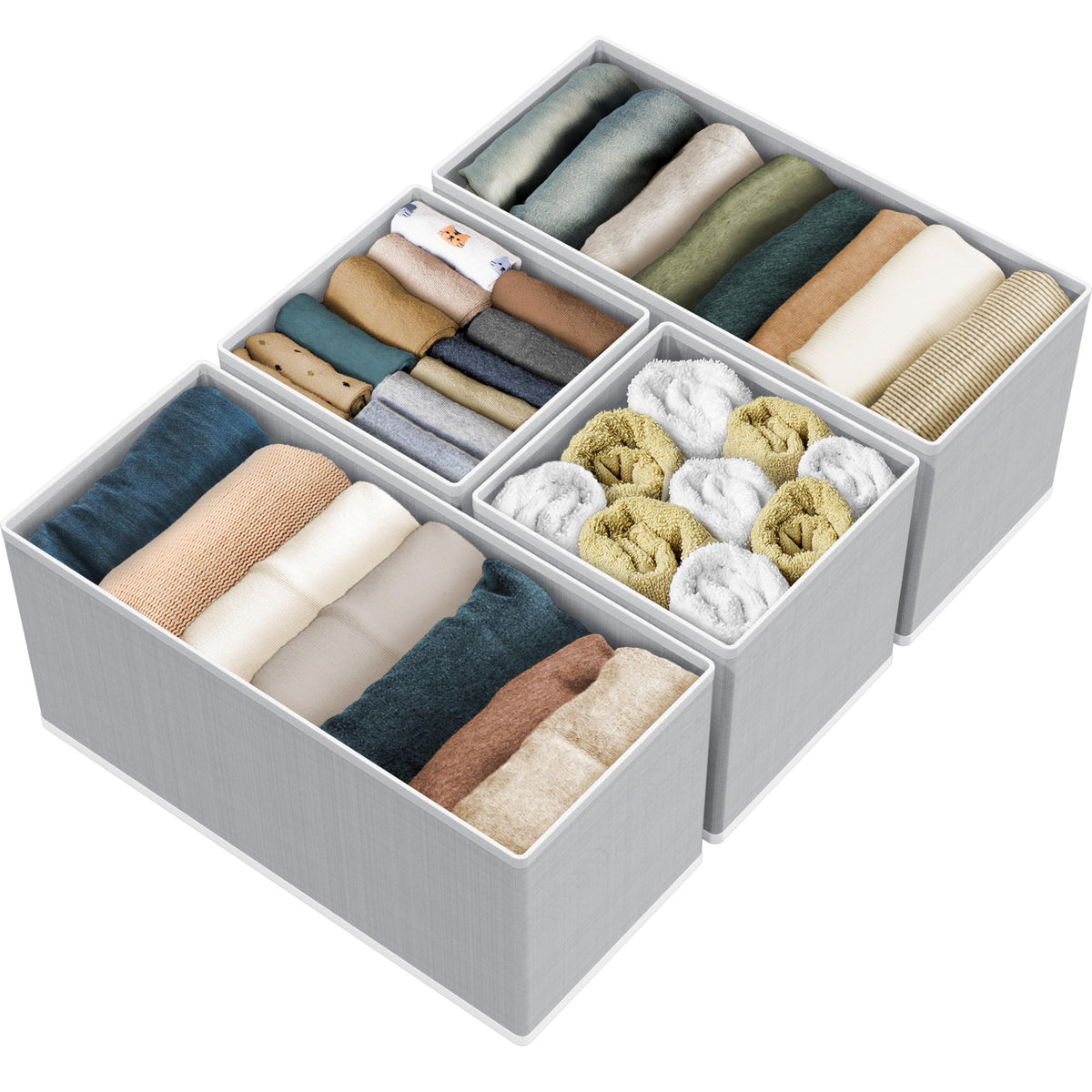Simple Houseware Underwear Drawer Organizer, Set of 4, Gray