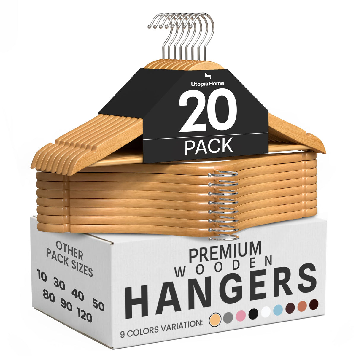 Utopia Home Wooden Hangers 90 Pack – Slim Suit Hangers Natural
