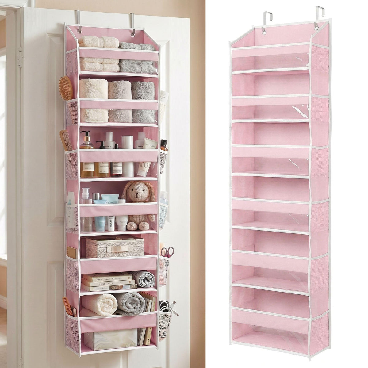 HOMELUX THEORY Over the Door Organizer, 6-Tier, 100D Fabric, Ivory 1pc