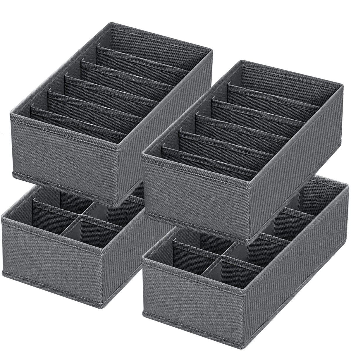 4 PACK Sock Underwear Drawer Organizer Dividers, Collapsible Cabinet Closet Storage Boxes for Clothes, Socks, Lingerie, Underwear, Tie, Belt,Bedroomedroom