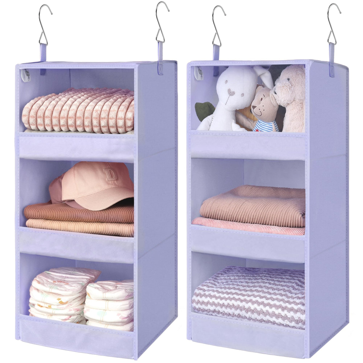 GRANNY SAYS 3-Shelf Hanging Closet Organizer, Foldable Storage, Gray