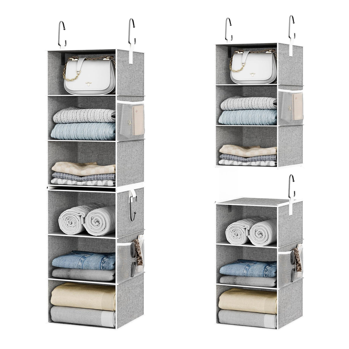 StorageWorks Hanging Closet Organizer, 6-Shelf with 2-in-1 Design, Ivory