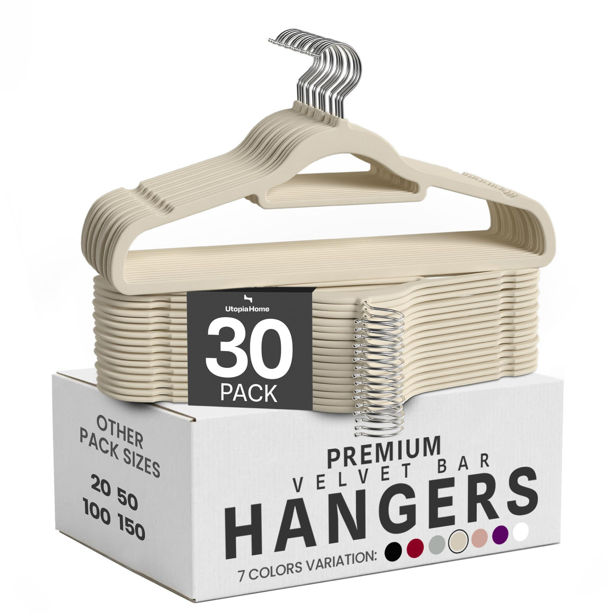 Utopia Home Velvet Hangers 100 Pack – Premium Hangers with Tie Bar - Black