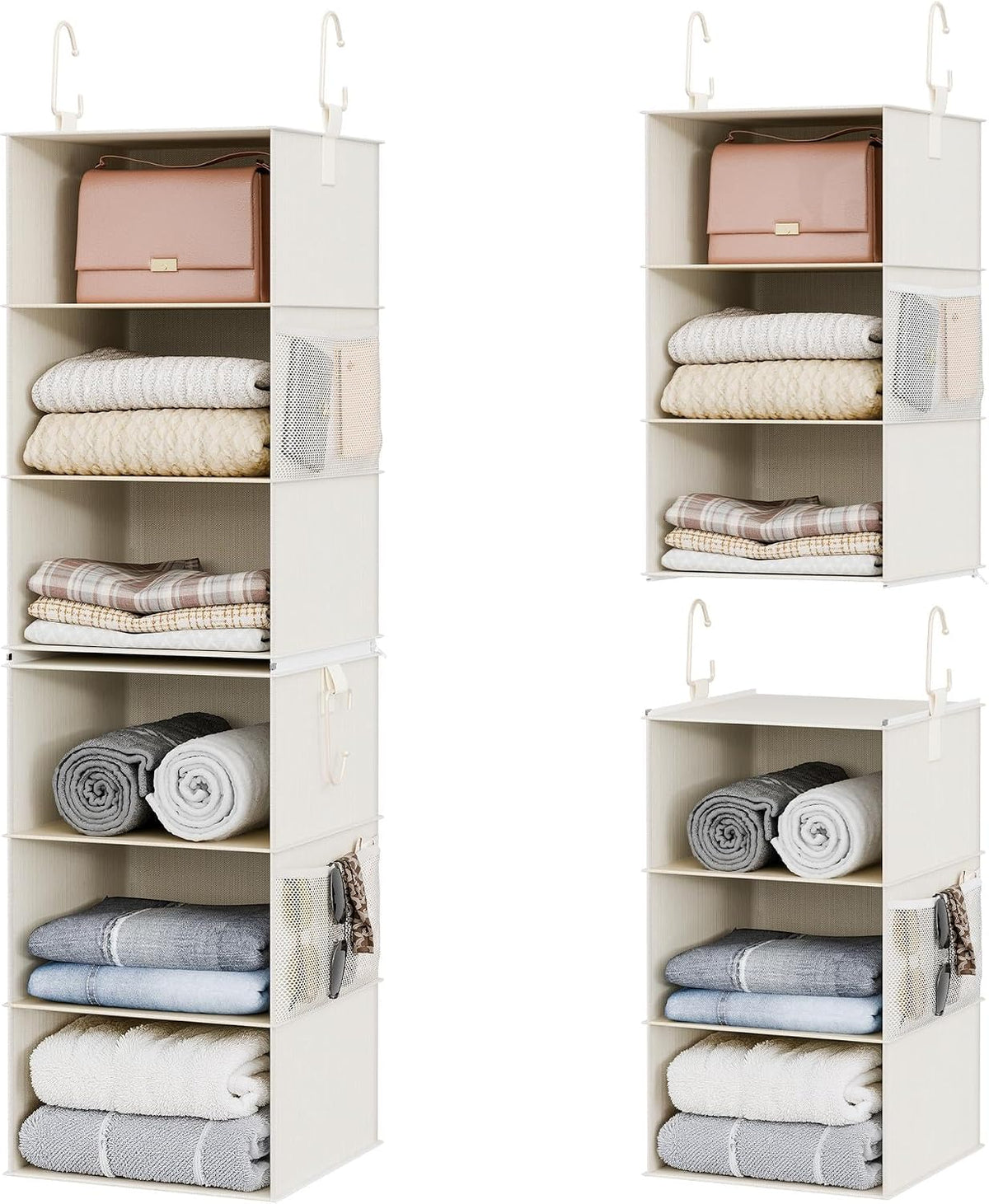 StorageWorks Hanging Closet Organizer, 6-Shelf with 2-in-1 Design, Ivory
