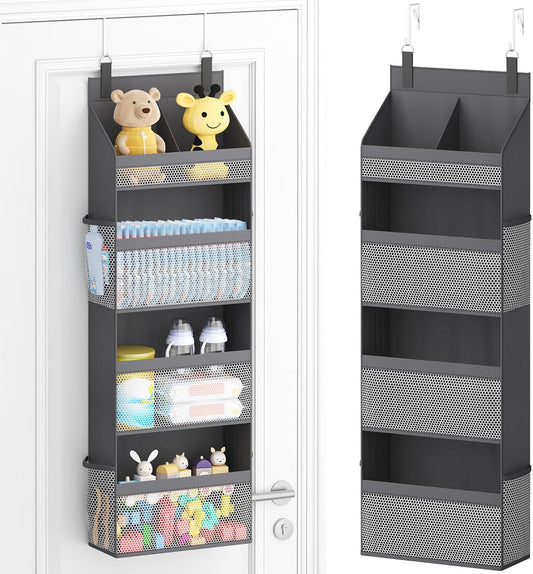Lifewit 4 Tier Over the Door Organizer, Diaper Hanging Storage, Gray