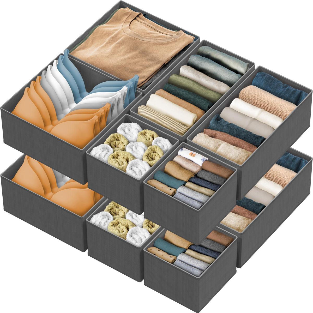 Simple Houseware Underwear Drawer Organizer, Set of 4, Gray