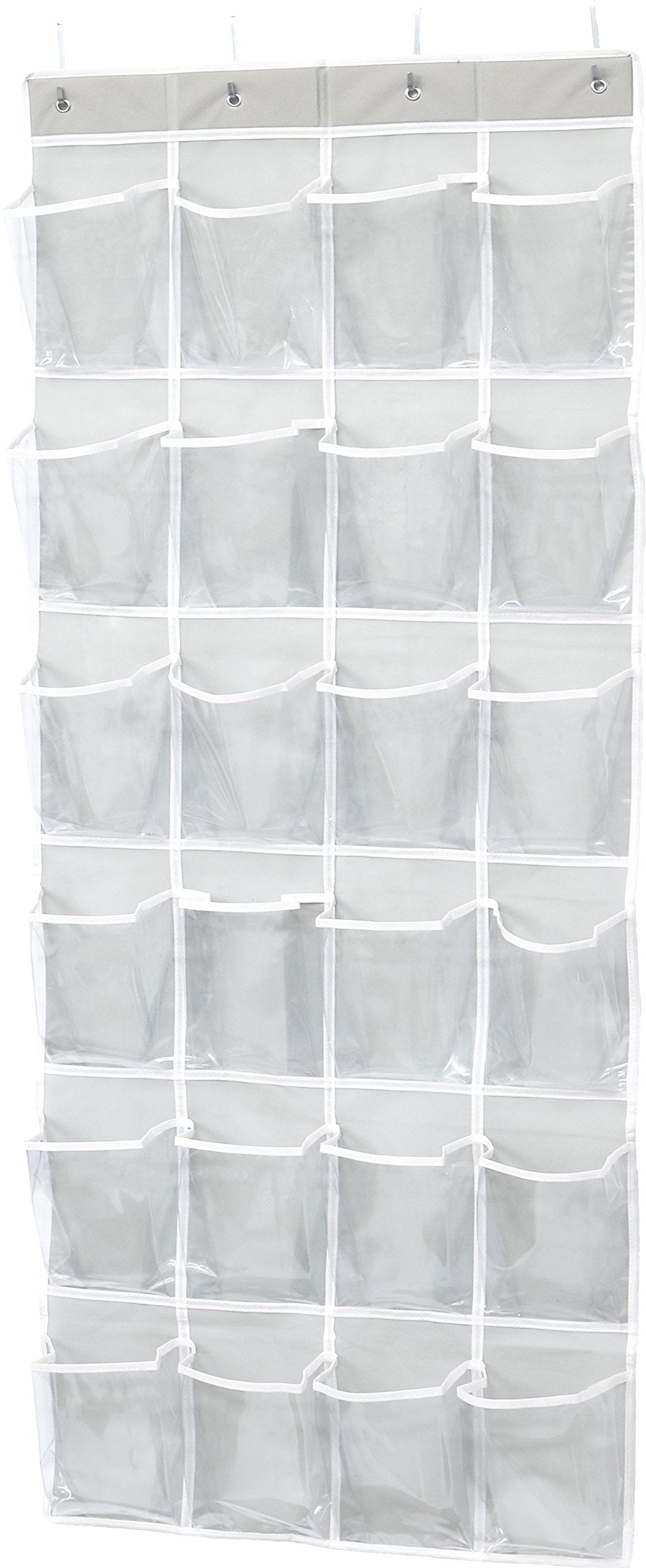 Simple Houseware 24 Pockets Clear Over the Door Shoe Organizer, Gray