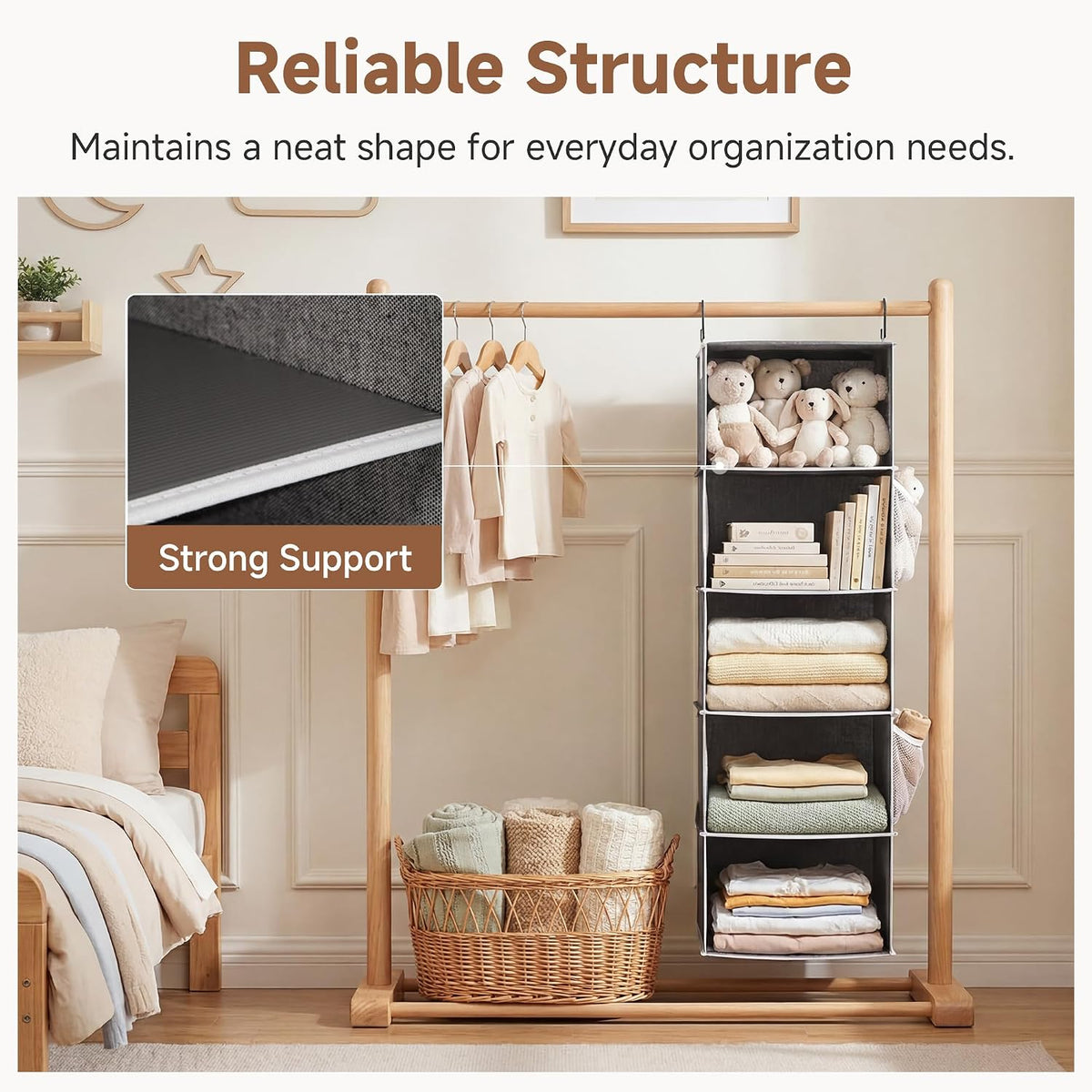 StorageWorks Hanging Closet Organizer for Small Closets, 5 Shelf