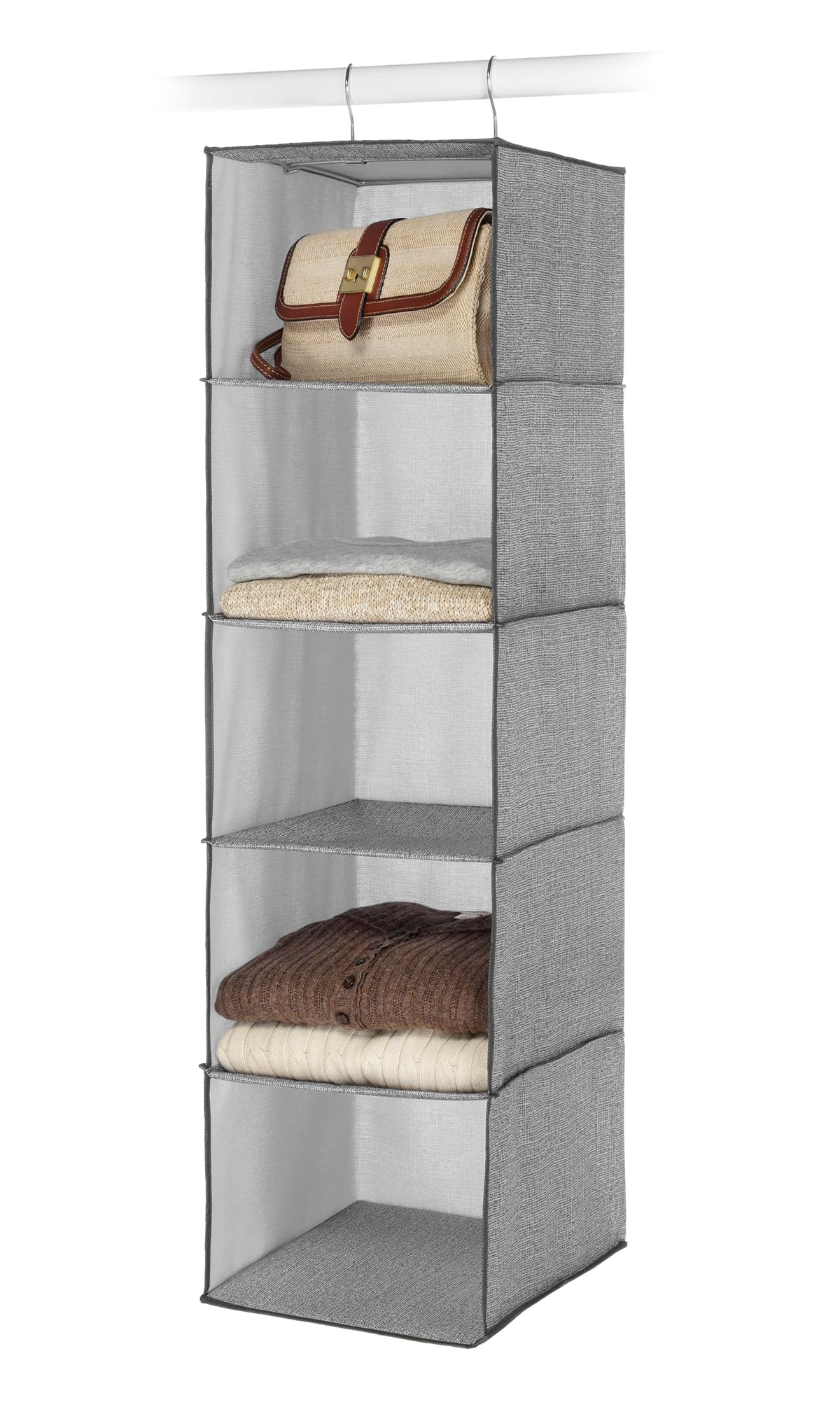 Whitmor 5 Section Closet Organizer - Hanging Shelves with Sturdy Metal Frame
