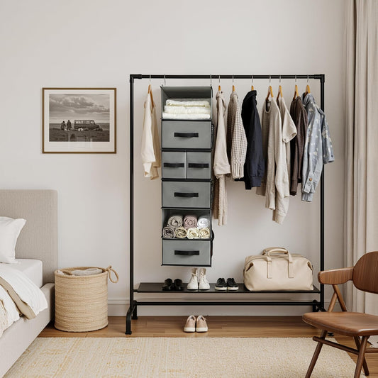 GRANNY SAYS Hanging Closet Organizer, 5 Drawers, 6 Shelves, 6 Pockets, Gray