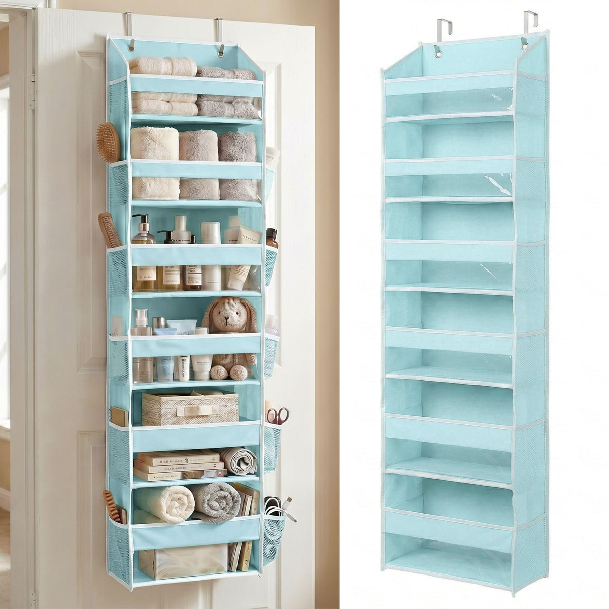 HOMELUX THEORY Over the Door Organizer, 6-Tier, 100D Fabric, Ivory 1pc