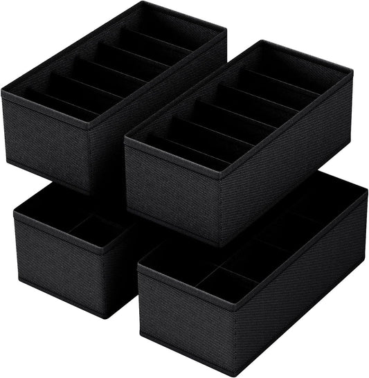 4 PACK Sock Underwear Drawer Organizer Dividers, Collapsible Cabinet Closet Storage Boxes for Clothes, Socks, Lingerie, Underwear, Tie, Belt,Bedroomedroom