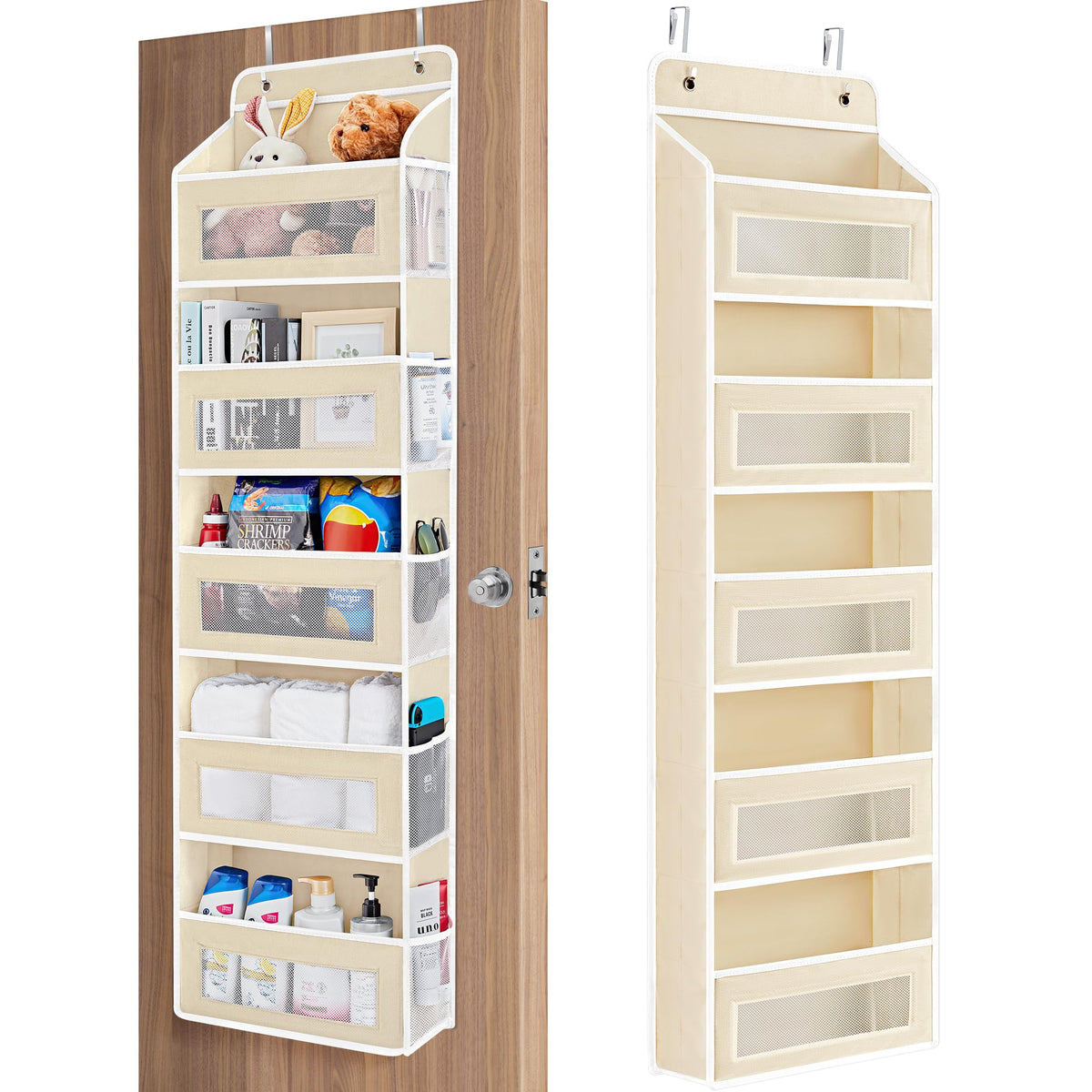 JARLINK Over the Door Organizer for Bedroom, Pantry, Bathroom, 5 Shelf Grey
