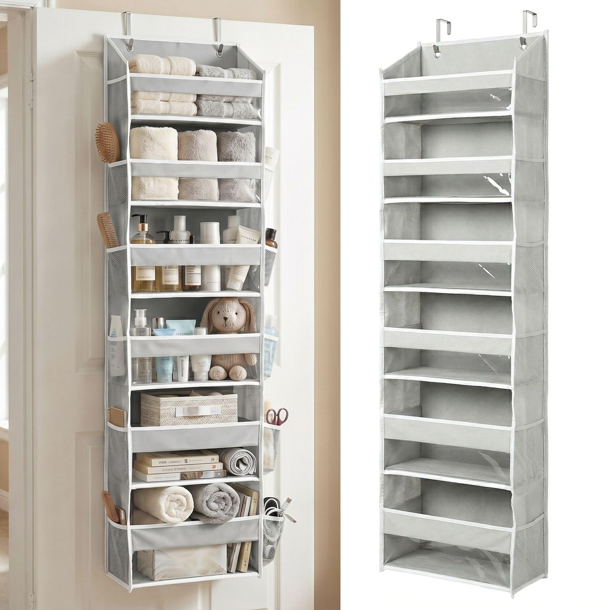 HOMELUX THEORY Over the Door Organizer, 6-Tier, 100D Fabric, Ivory 1pc