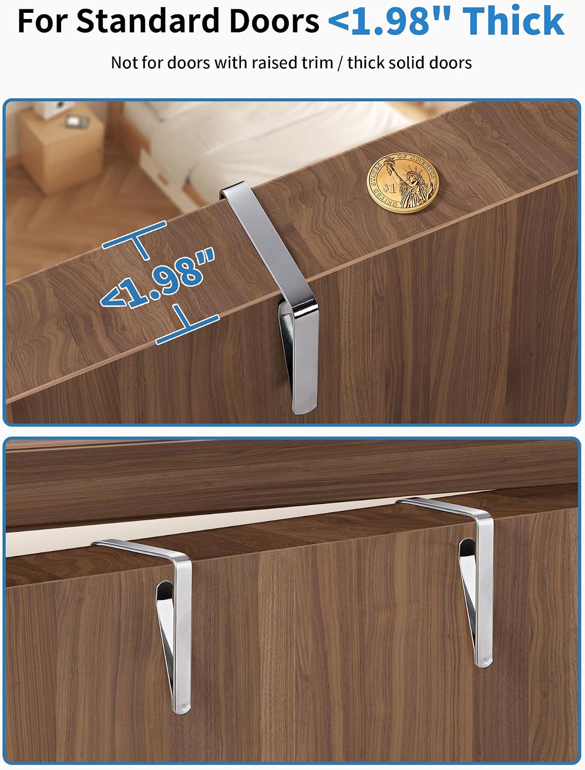 JARLINK Over the Door Organizer for Bedroom, Pantry, Bathroom, 5 Shelf Grey
