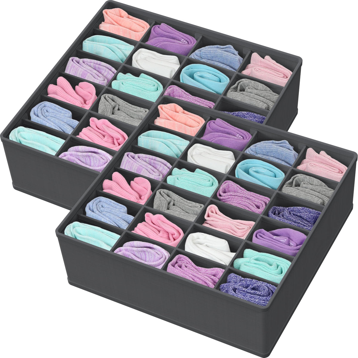 Simple Houseware Sock Drawer Organizer, 3 Pack, Black