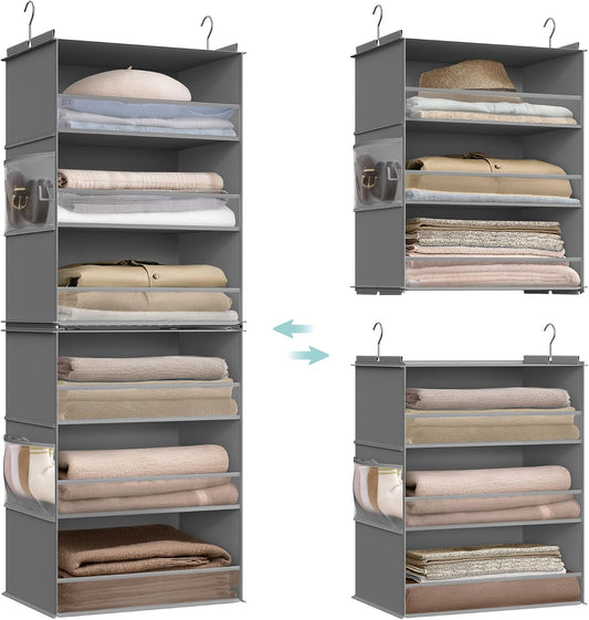 SONGMICS Widended Hanging Closet Organizer and Storage, 6-Tier, Separable