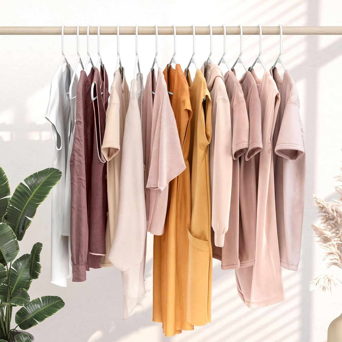 Plastic Hangers 20 Pack White - Clothes Hangers - Makes The Perfect Coat Hanger and General Space Saving Hangers for Closet and New Apartment Essentials - Percheros Ganchos para Colgar Ropa Hangars