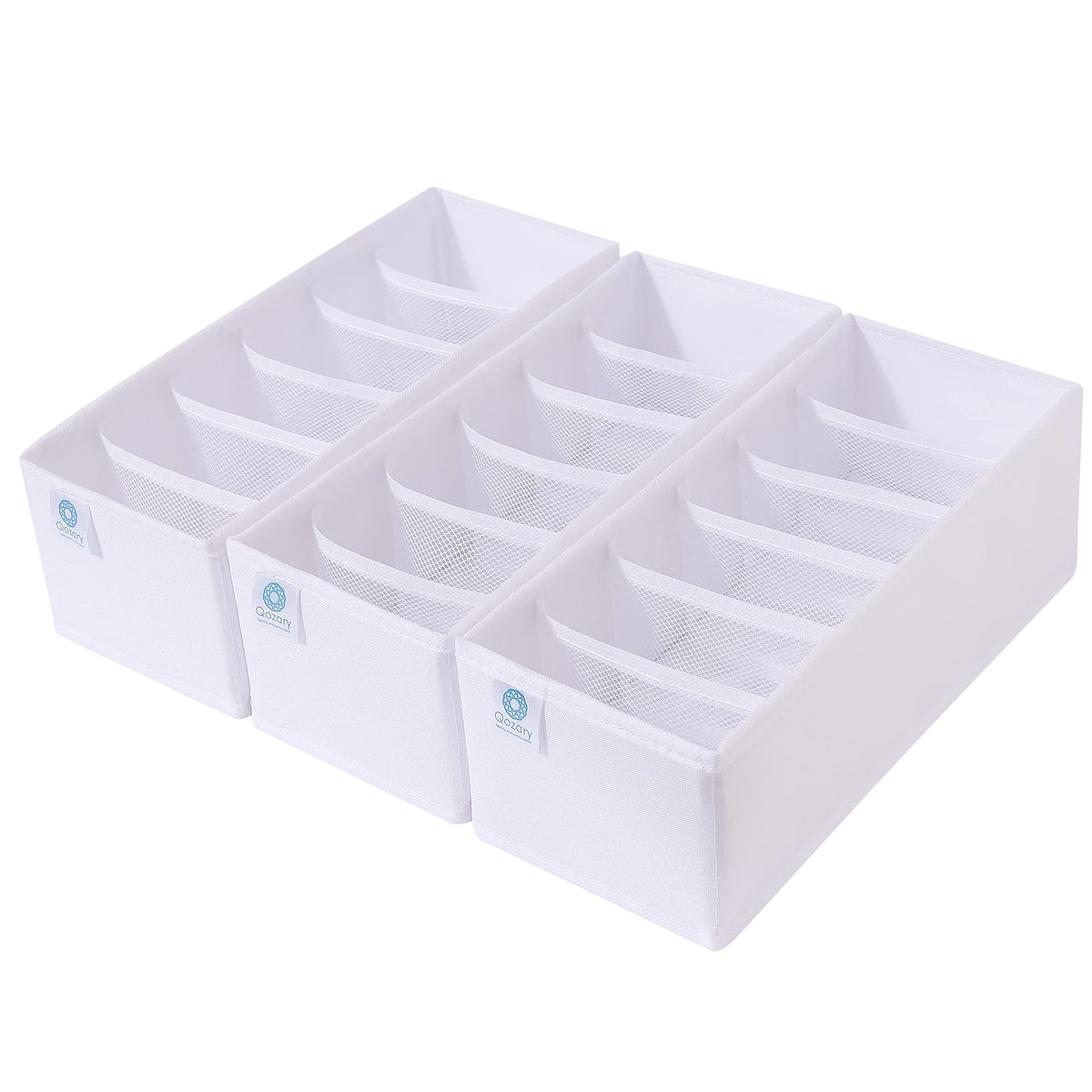 Qozary 3 Pack Sock Underwear Drawer Organizer Dividers, Collapsible Cabinet Closet Storage Boxes for Clothes, Socks, Lingerie, Underwear, Tie, Belt, Baby, Bedroom