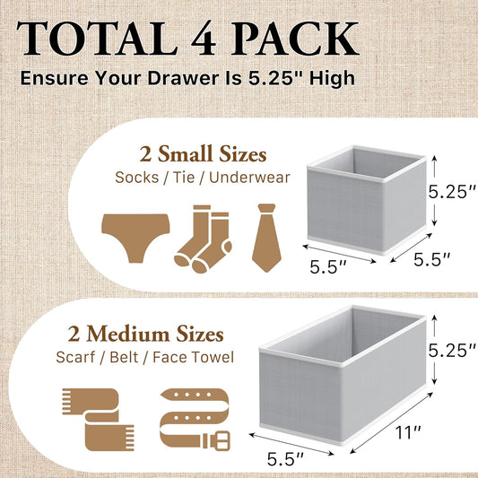 Simple Houseware Underwear Drawer Organizer, Set of 4, Gray