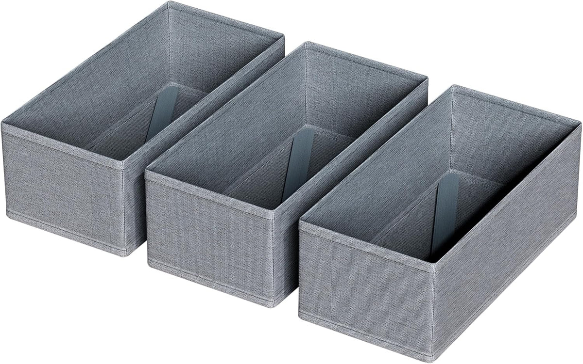 3 PACK Drawer Organizer Clothes，drawer Divider， Dresser Drawer Storage for Sock, Underwear, Bra，Panties，Belt, Tie, Stockings, Leggings & Accessories (Black)