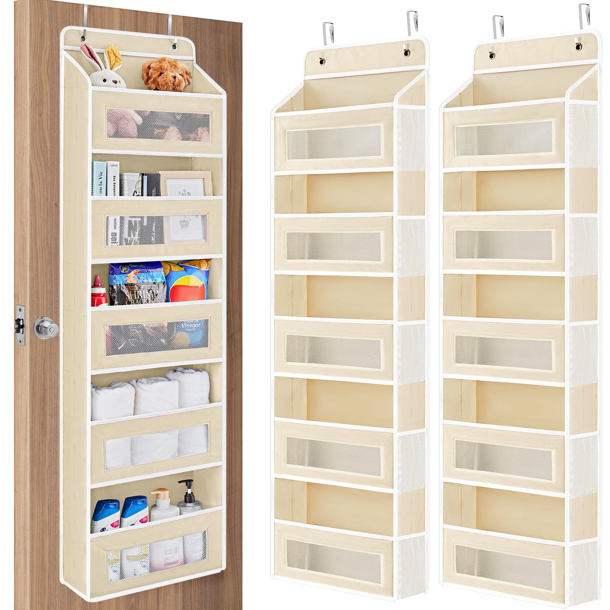 JARLINK Over the Door Organizer for Bedroom, Pantry, Bathroom, 5 Shelf Grey