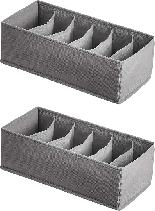 Amazon Basics Deep Drawer Organizer for Clothes, Collapsible Storage Boxes for Socks, Underwear and Baby Items, Set of 4, Gray
