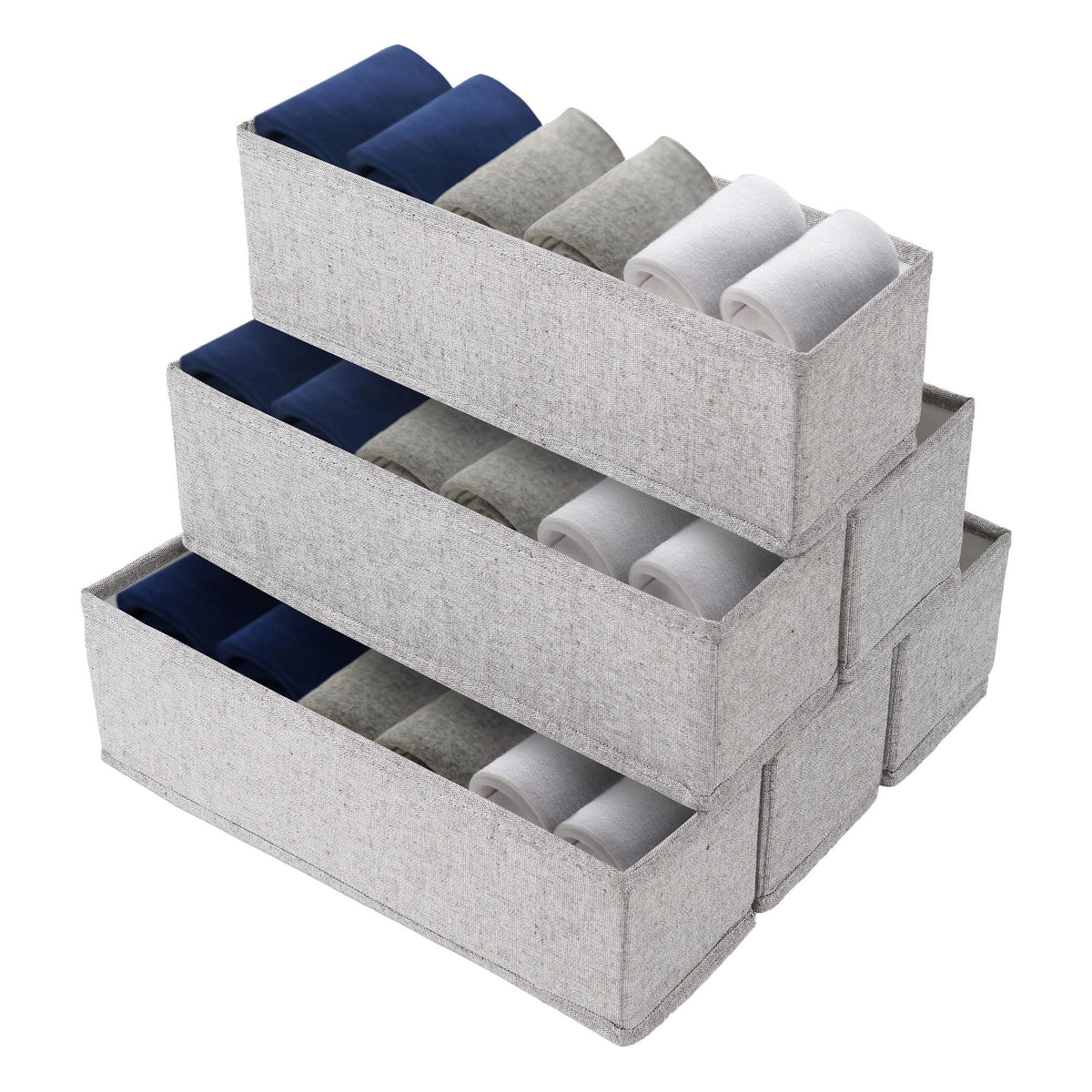 MURRI&MURRDI Mini Foldable Clothes Drawer Organizer 6 Pcs, Fabric Drawer Organizer for Nursery, Small Drawer Fabric Organizer for Clothing, Sock Underwear Bra Belt Tie Scarves Drawer (6 Light Beige)