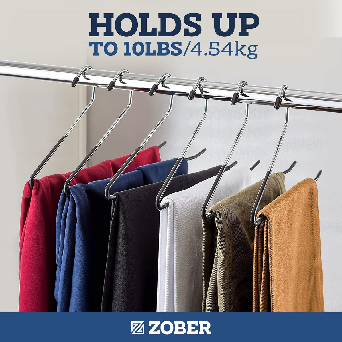 Zober Open Ended Pants Hangers, Metal Clothes Hangers for Jeans, 20 Pack