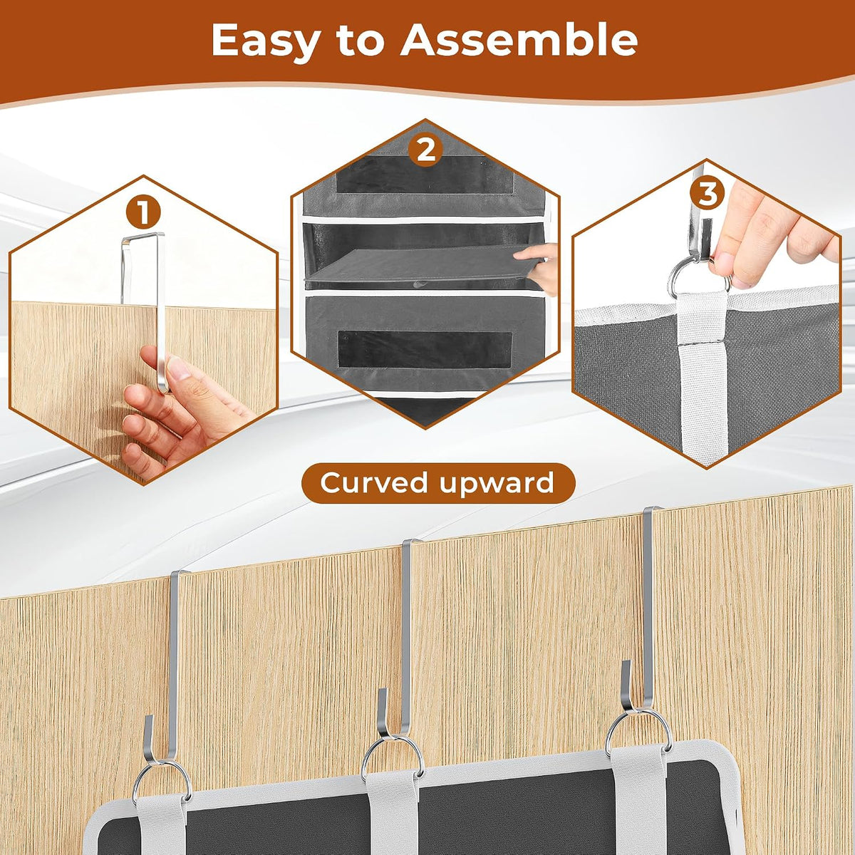 2 Pack 5 Tier Over the Door Organizer for Bathroom, Bedroom, Pantry, Grey