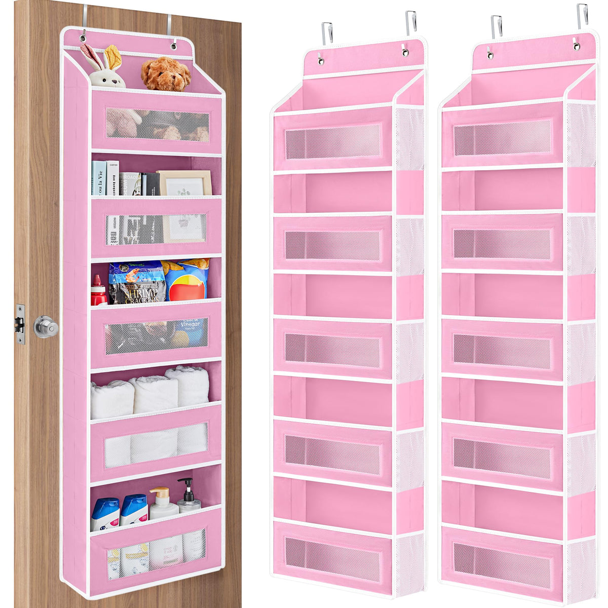 JARLINK Over the Door Organizer for Bedroom, Pantry, Bathroom, 5 Shelf Grey