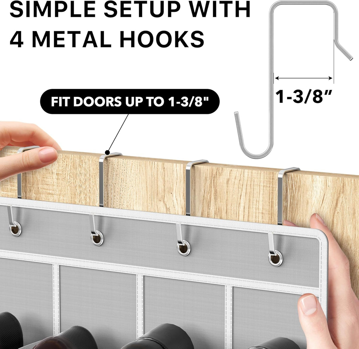 Simple Houseware 24 Pockets Clear Over the Door Shoe Organizer, Gray
