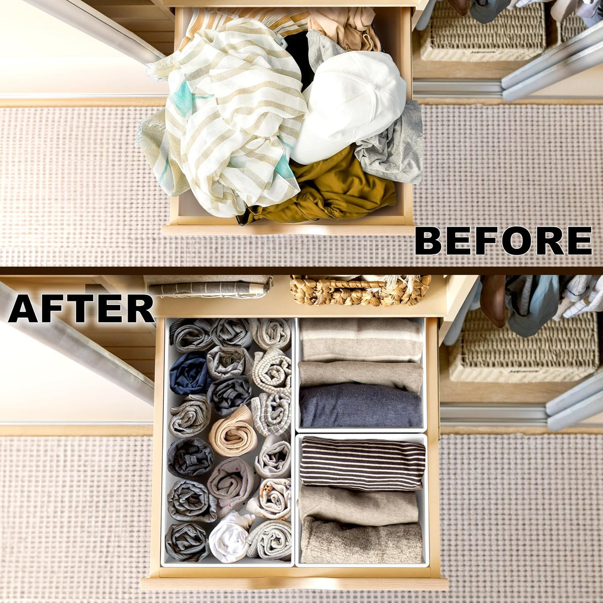 Simple Houseware Underwear Drawer Organizer, Set of 4, Gray