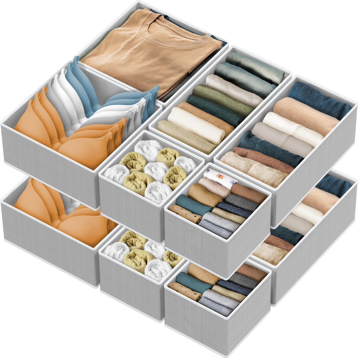 Simple Houseware Underwear Drawer Organizer, Set of 4, Gray