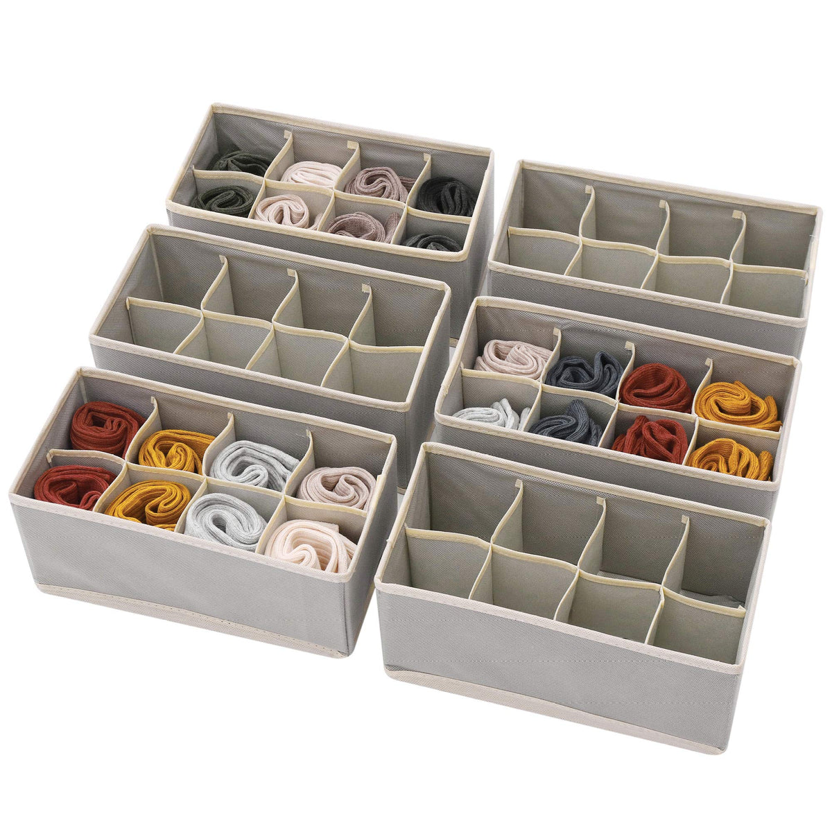 DIOMMELL 6 Pack Foldable Cloth Storage Box Closet Dresser Drawer Organizer Fabric Baskets Bins Containers Divider for Clothes Underwear Socks Lingerie Clothing, Dark Grey 00-0600