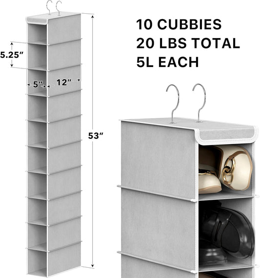 Simple Houseware 10 Shelves Closet Hanging Shoe Organizer, Gray