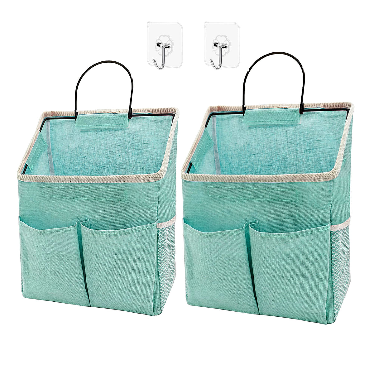 2 Pack Wall Hanging Storage Bag,Wall Hanging Organizer with Pockets, Hanging storage basket for Dormitory Bathroom Bedroom (Grey-upgraded)