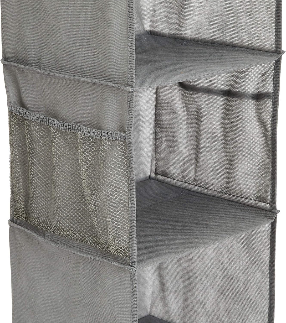 Amazon Basics 6-Tier Hanging Closet Shelf Organizer with Pockets, Clothes Storage for Sweaters and Clothing, 12" W x 9" L x 8.5" H, Grey